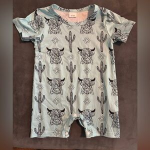 Baby Romper with Cactus and Bull Print 6-9m